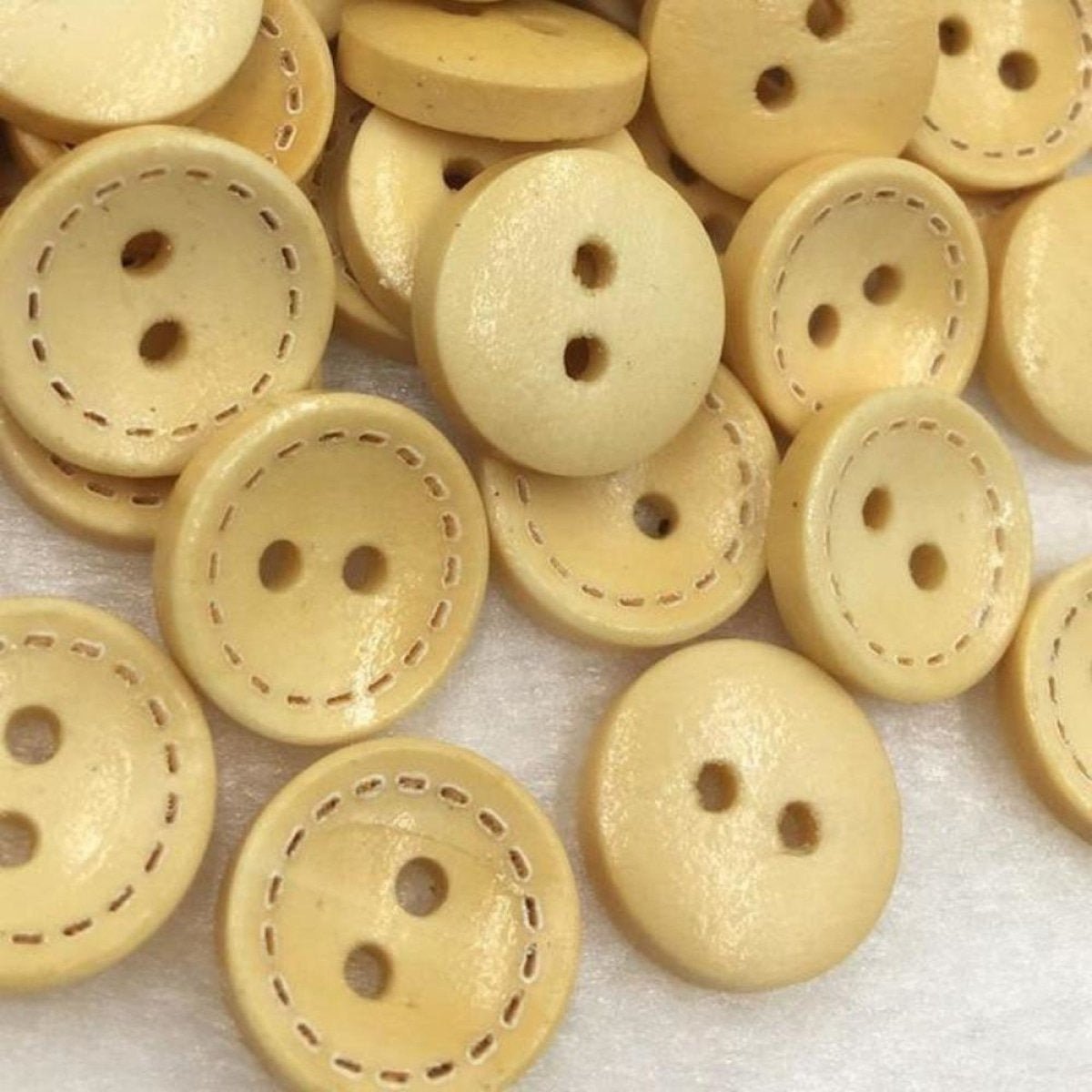 100pcs Mixed Wooden Buttons Flower for Clothing Craft Sewing DIY 2 Hole 15mm - Dashed Borders - - Asia Sell