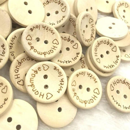 100pcs Mixed Wooden Buttons Flower for Clothing Craft Sewing DIY 2 Hole 15mm - Handmade with Love - - Asia Sell