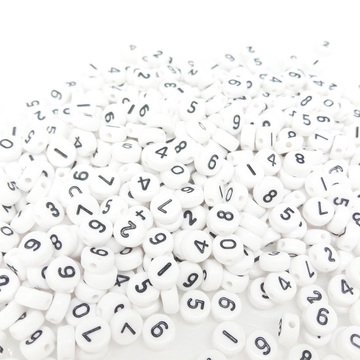 100pcs Numbers Spacer Beads DIY Black Writing on White Bead - - Asia Sell