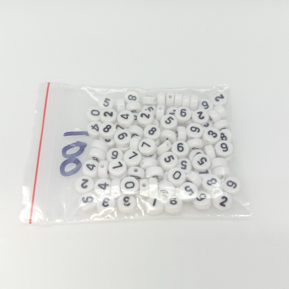 100pcs Numbers Spacer Beads DIY Black Writing on White Bead - - Asia Sell