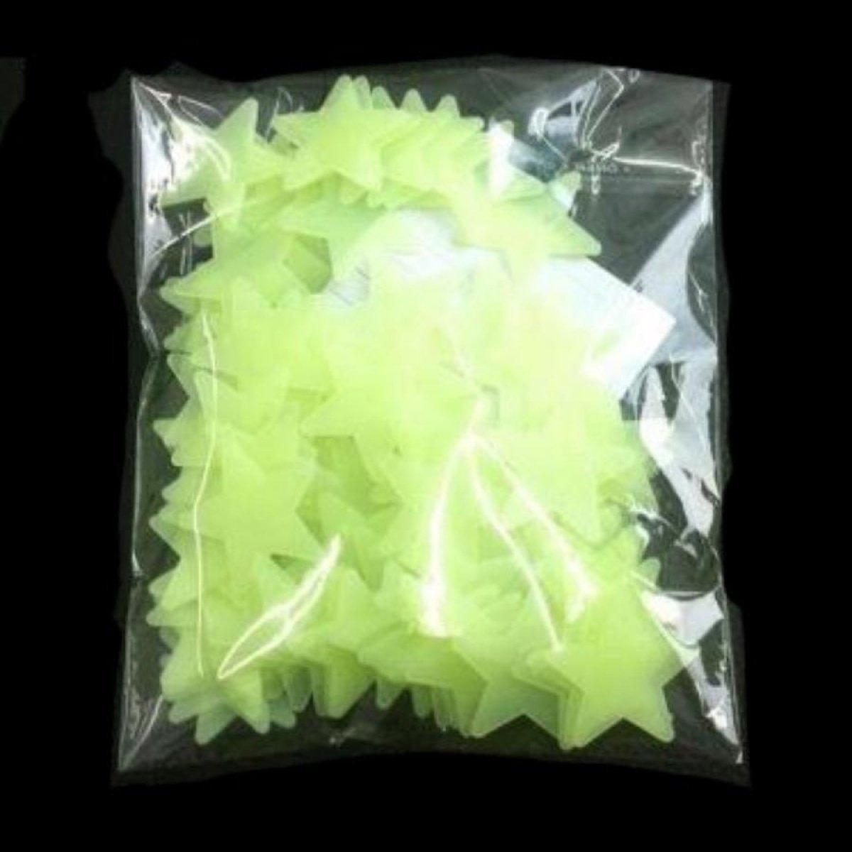 100pcs Pink Yellow Blue Green Wall Stars 3D Glow In The Dark Fluorescent Nursery Luminous GITD Stickers - Yellow - Asia Sell