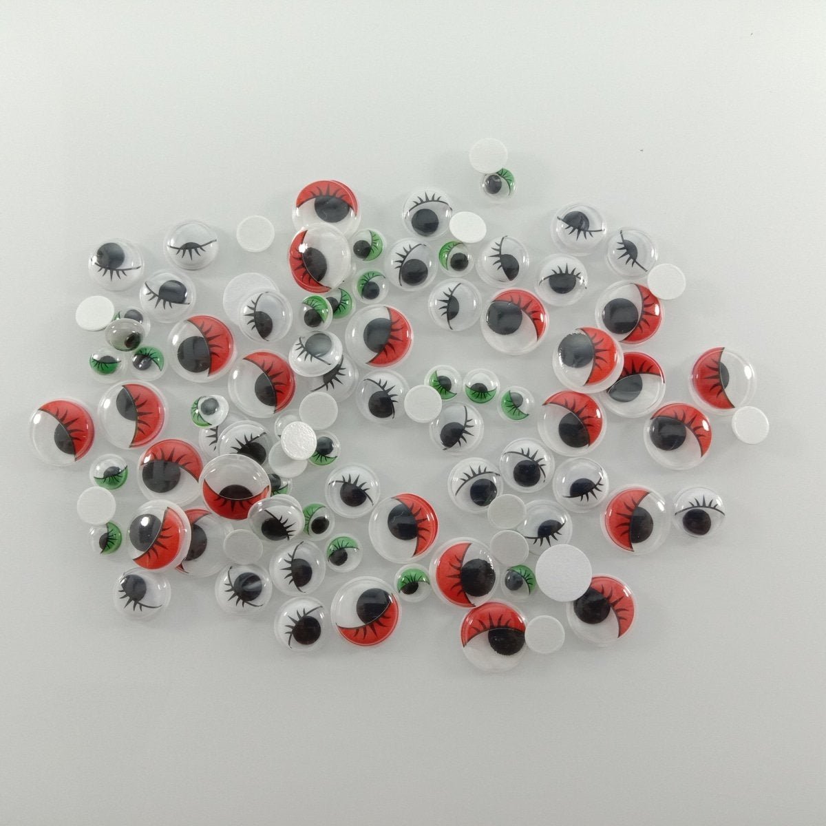 100pcs Plastic Self-Adhesive Googly Wiggle Eyes DIY Scrapbooking Crafts Projects DIY Dolls - Red, Green & Black - Asia Sell