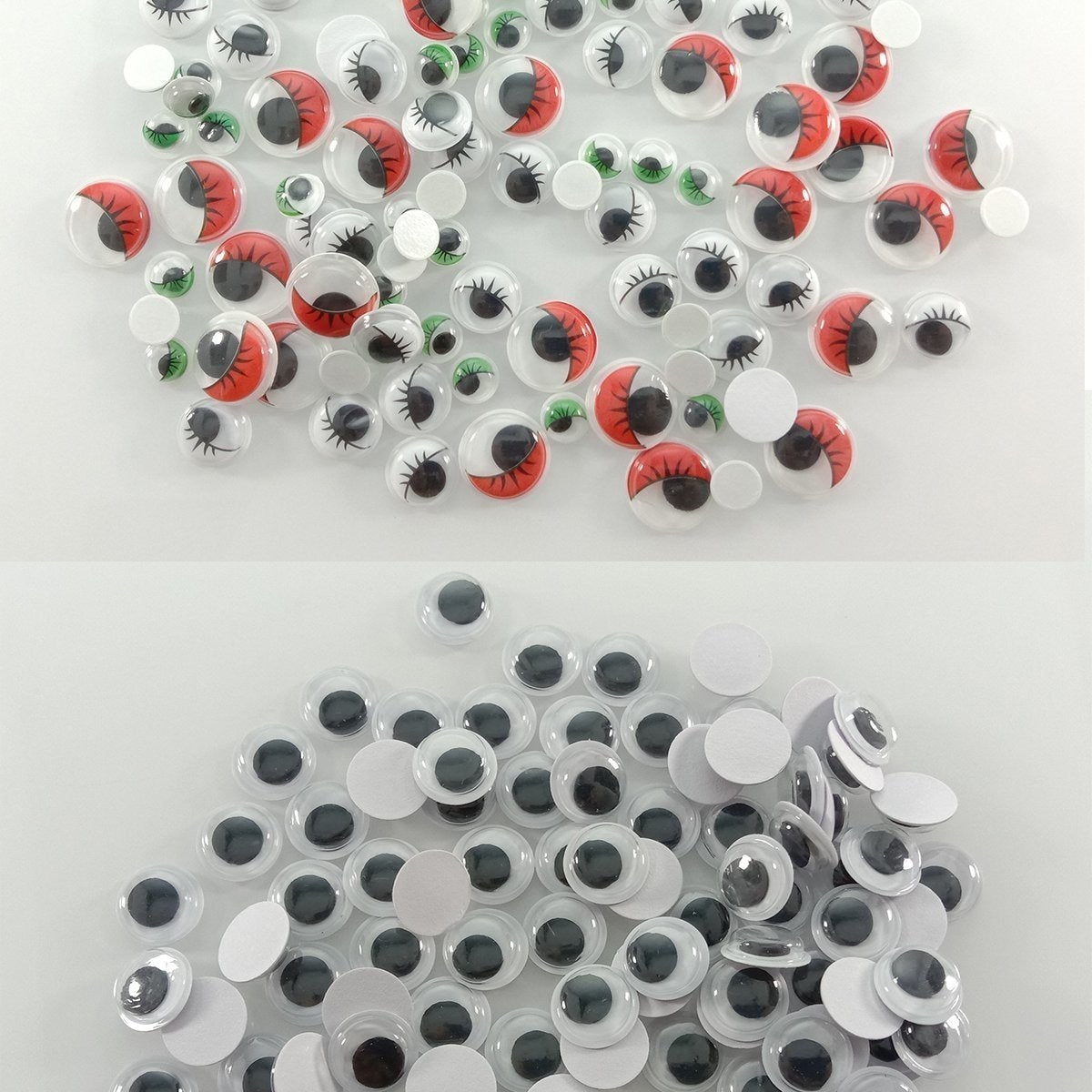 100pcs Plastic Self-Adhesive Googly Wiggle Eyes DIY Scrapbooking Crafts Projects DIY Dolls - Red, Green & Black - Asia Sell
