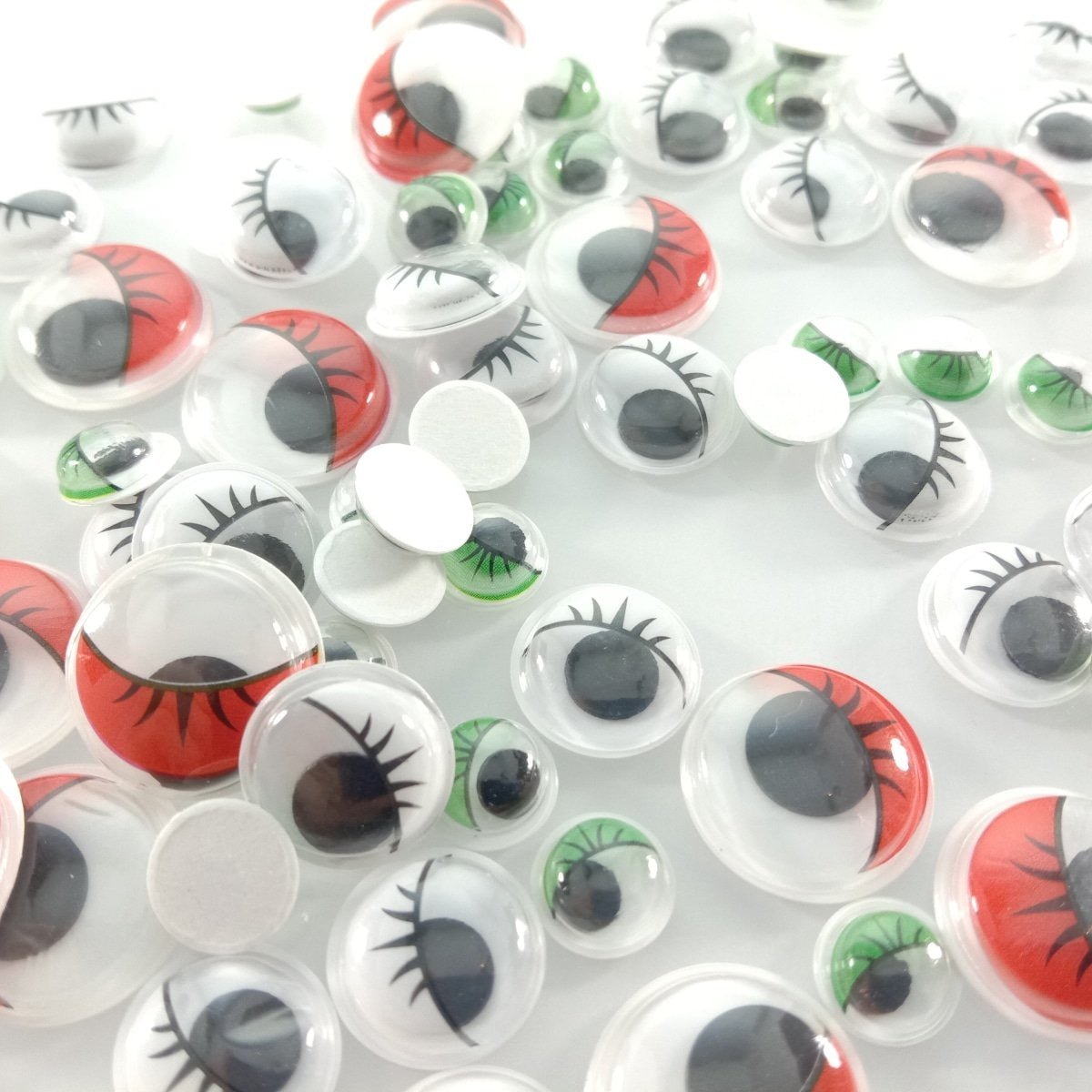 100pcs Plastic Self-Adhesive Googly Wiggle Eyes DIY Scrapbooking Crafts Projects DIY Dolls - Red, Green & Black - Asia Sell