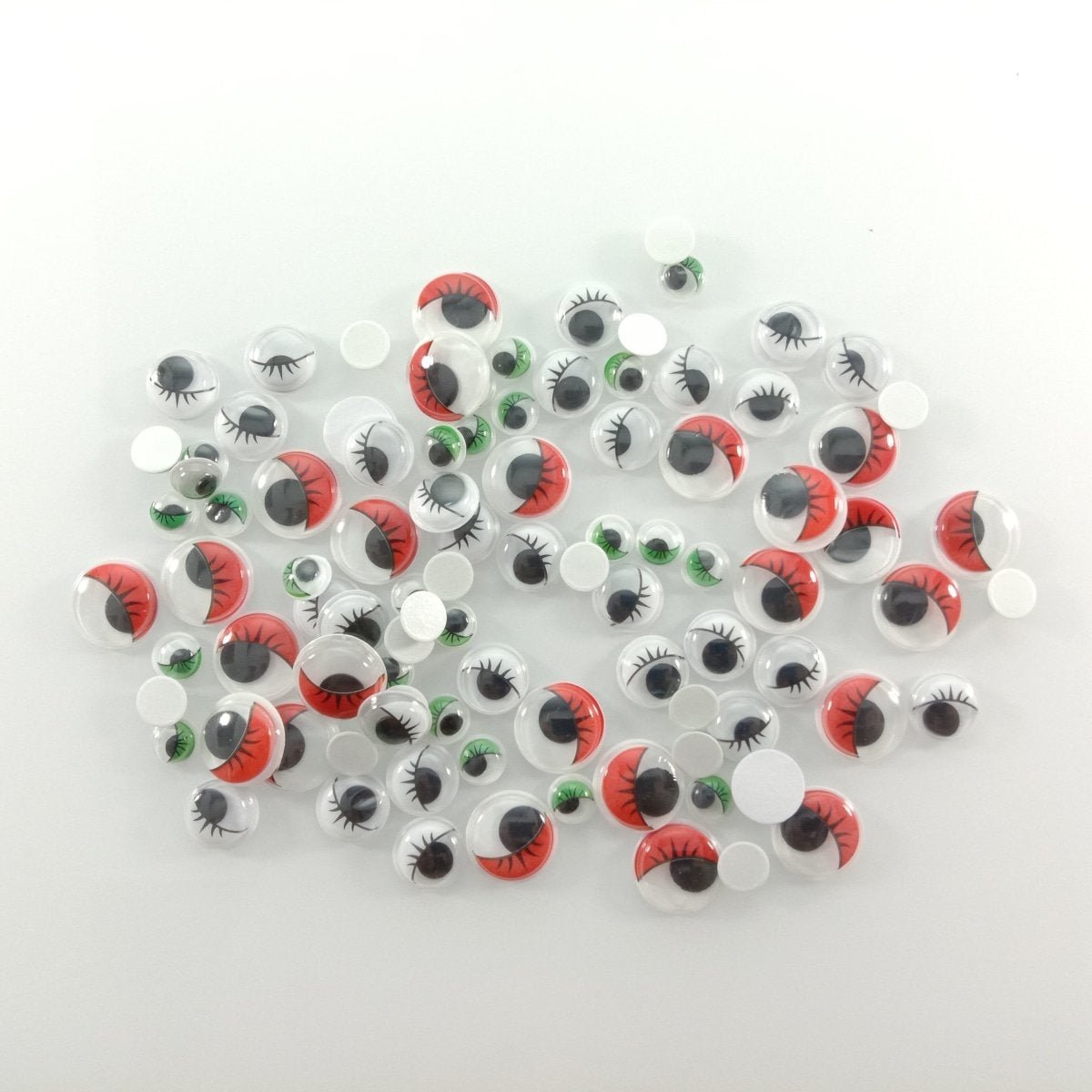 100pcs Plastic Self-Adhesive Googly Wiggle Eyes DIY Scrapbooking Crafts Projects DIY Dolls - Red, Green & Black - Asia Sell