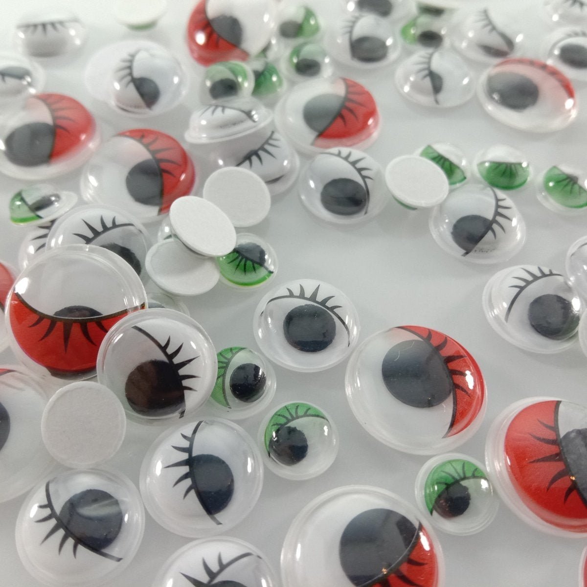 100pcs Plastic Self-Adhesive Googly Wiggle Eyes DIY Scrapbooking Crafts Projects DIY Dolls - Red, Green & Black - Asia Sell