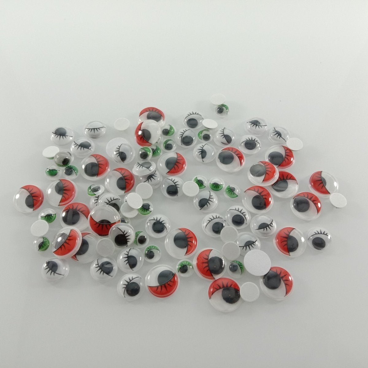 100pcs Plastic Self-Adhesive Googly Wiggle Eyes DIY Scrapbooking Crafts Projects DIY Dolls - Red, Green & Black - Asia Sell