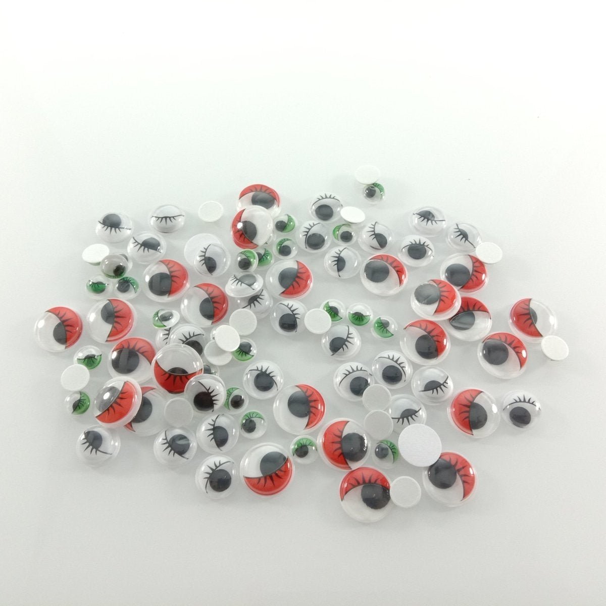 100pcs Plastic Self-Adhesive Googly Wiggle Eyes DIY Scrapbooking Crafts Projects DIY Dolls - Red, Green & Black - Asia Sell