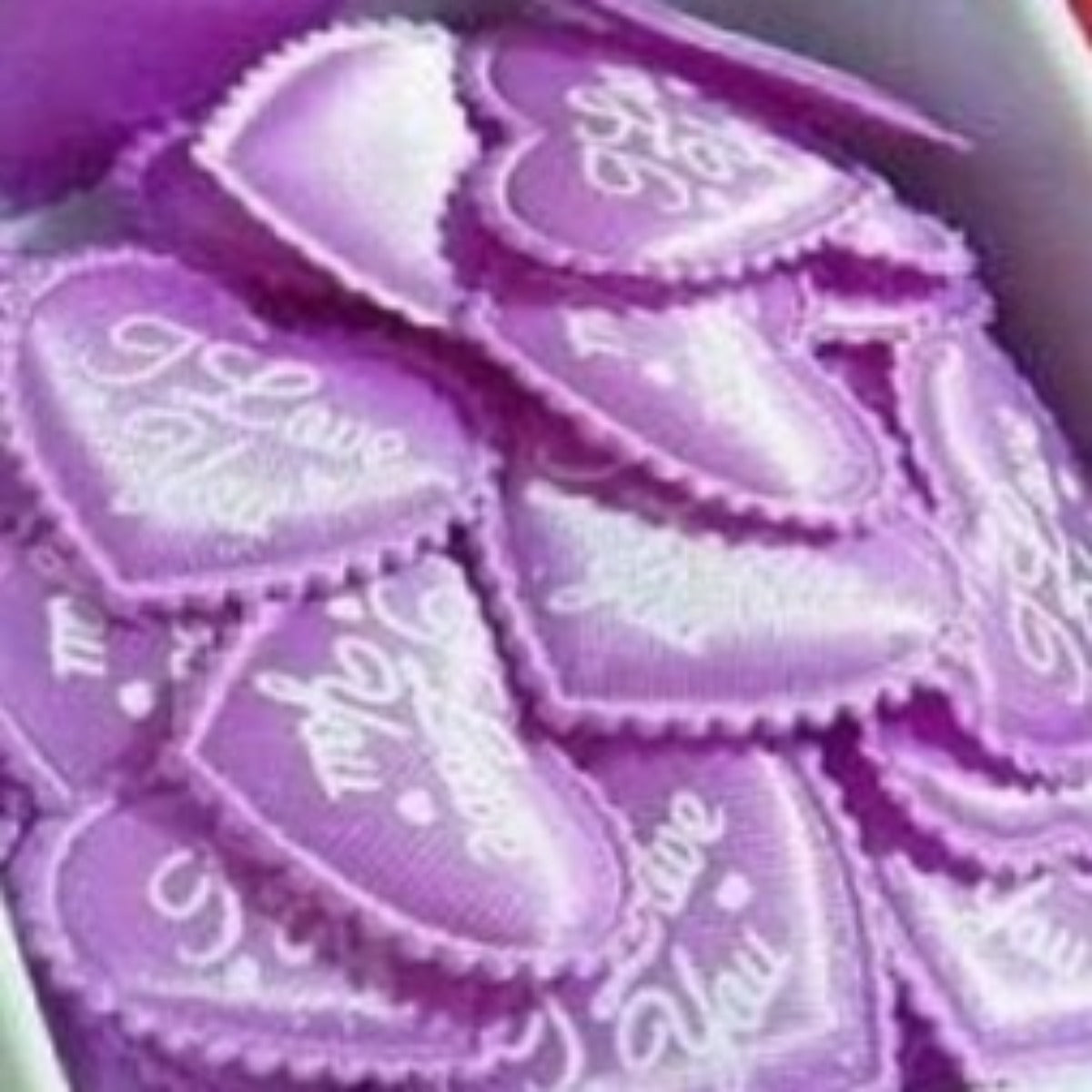 100pcs PURPLE Fabric Hearts 3.6x3.2cm Love you Wedding Confetti Table Decoration - - Asia Sell