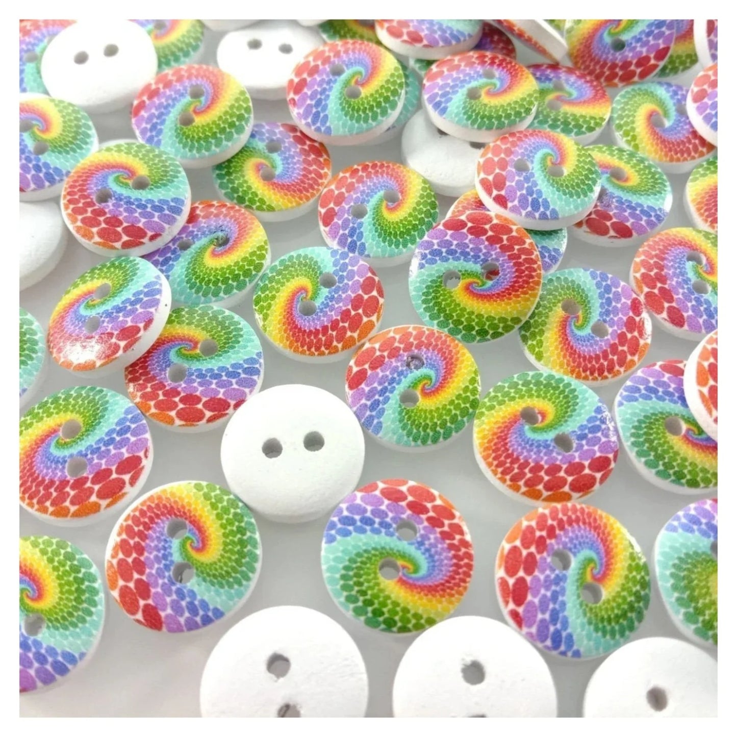 10pcs 30mm Wood Round Rainbow Peacock Painted Buttons DIY Crafts Sewing 2 Holes Accessory Embellishments Decorations | Asia Sell