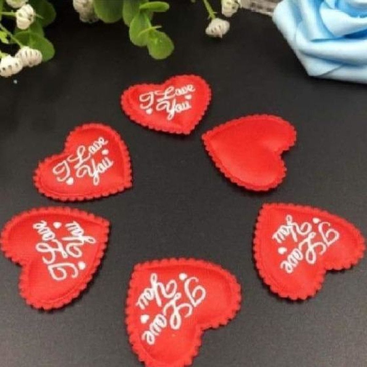 100pcs RED Fabric Hearts 3.6x3.2cm Love you Wedding Confetti Table Decorations - - Asia Sell