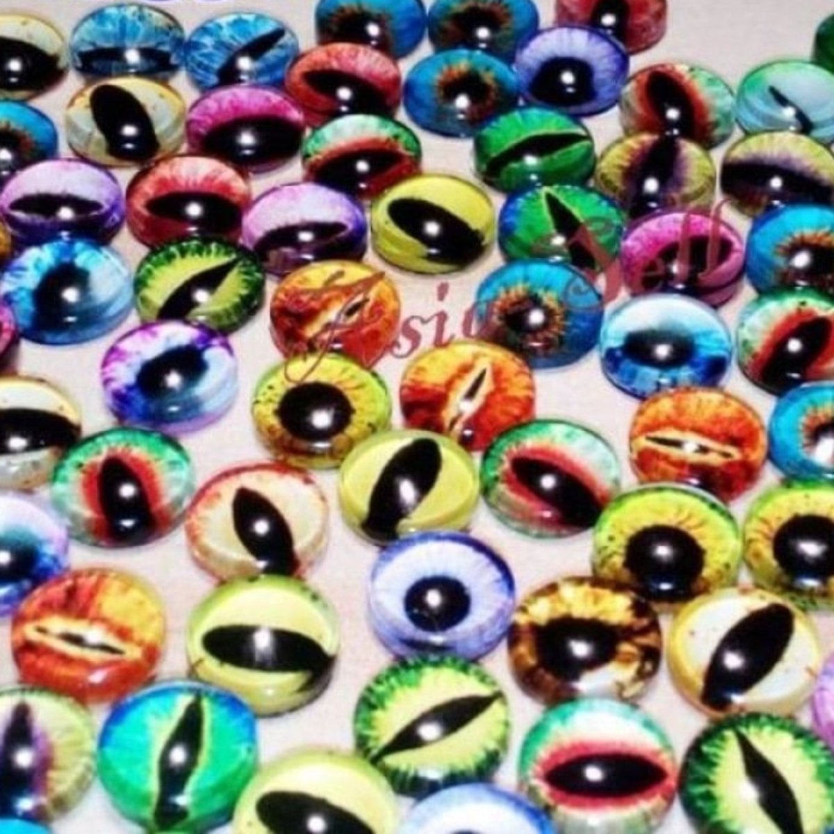 30-100pcs 6mm - 20mm Glass Eyes Dragon Lizard Frog Eyeballs Mixed Sets | Closeup | Asia Sell