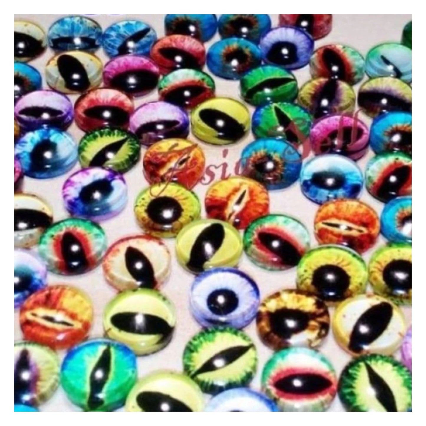 30-100pcs 6mm - 20mm Glass Eyes Dragon Lizard Frog Eyeballs Mixed Sets | Closeup | Asia Sell