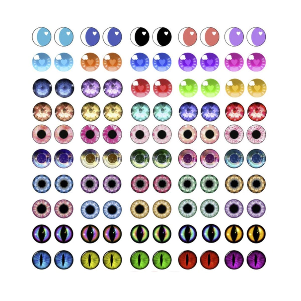 100pcs Round Pupil Glass Eyes 6mm 8mm 10mm 12mm Cats Eye Cabochon Charms Cabochon Pattern Crafts - Mixed Cabochons 6mm - Asia Sell
