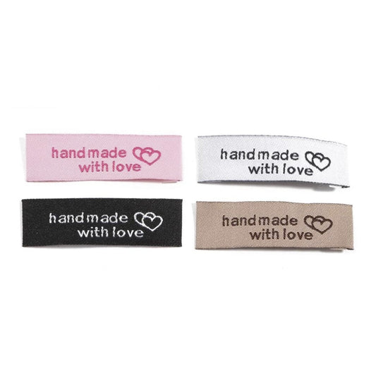 100pcs Sewing Tags Clothing Labels Cloth Fabric "Handmade with Love" Bags DIY - Mixed - - Asia Sell