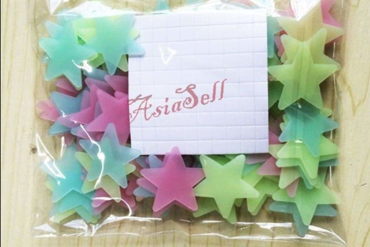 100pcs Wall Stars Glow In The Dark Multicoloured Fluorescent Luminous Nursery Wall Stickers - - Asia Sell
