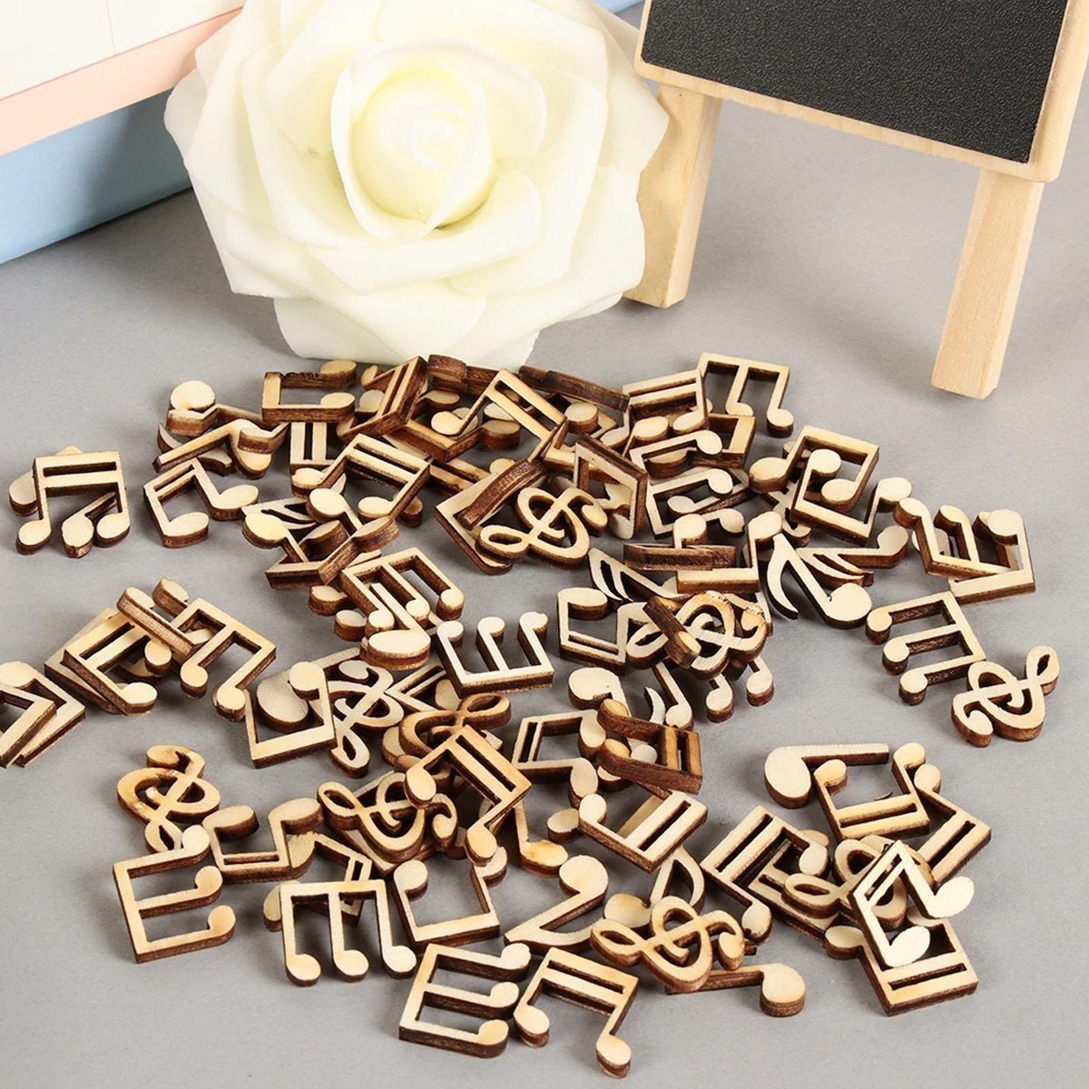 100pcs Wooden Musical Notes Shapes Pieces Mini DIY Crafts Wood Music Note - - Asia Sell