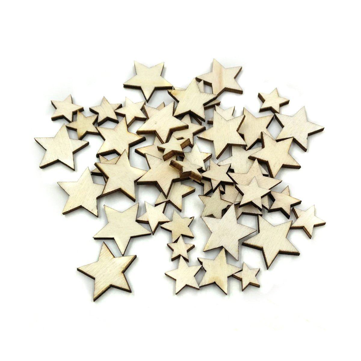 100pcs Wooden Stars Small Confetti 4-14mm Wood Crafts Decorations - - Asia Sell