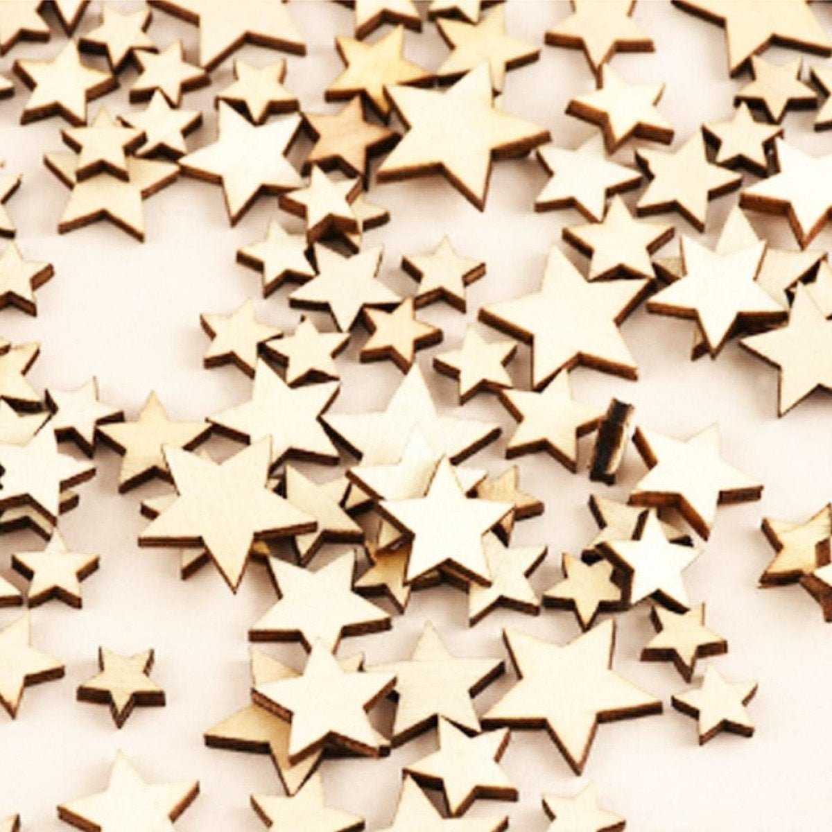 100pcs Wooden Stars Small Confetti 4-14mm Wood Crafts Decorations - - Asia Sell