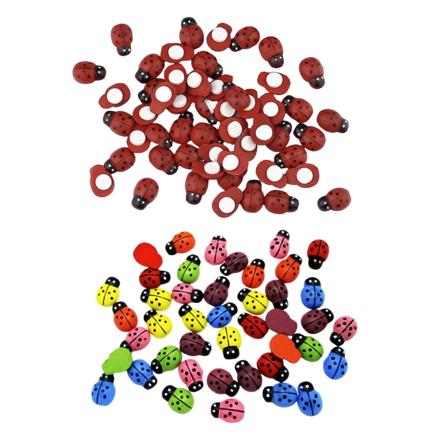 100pcs 12mm Mixed Ladybug Wood Decorations Scrapbooking DIY Craft Wooden Forms