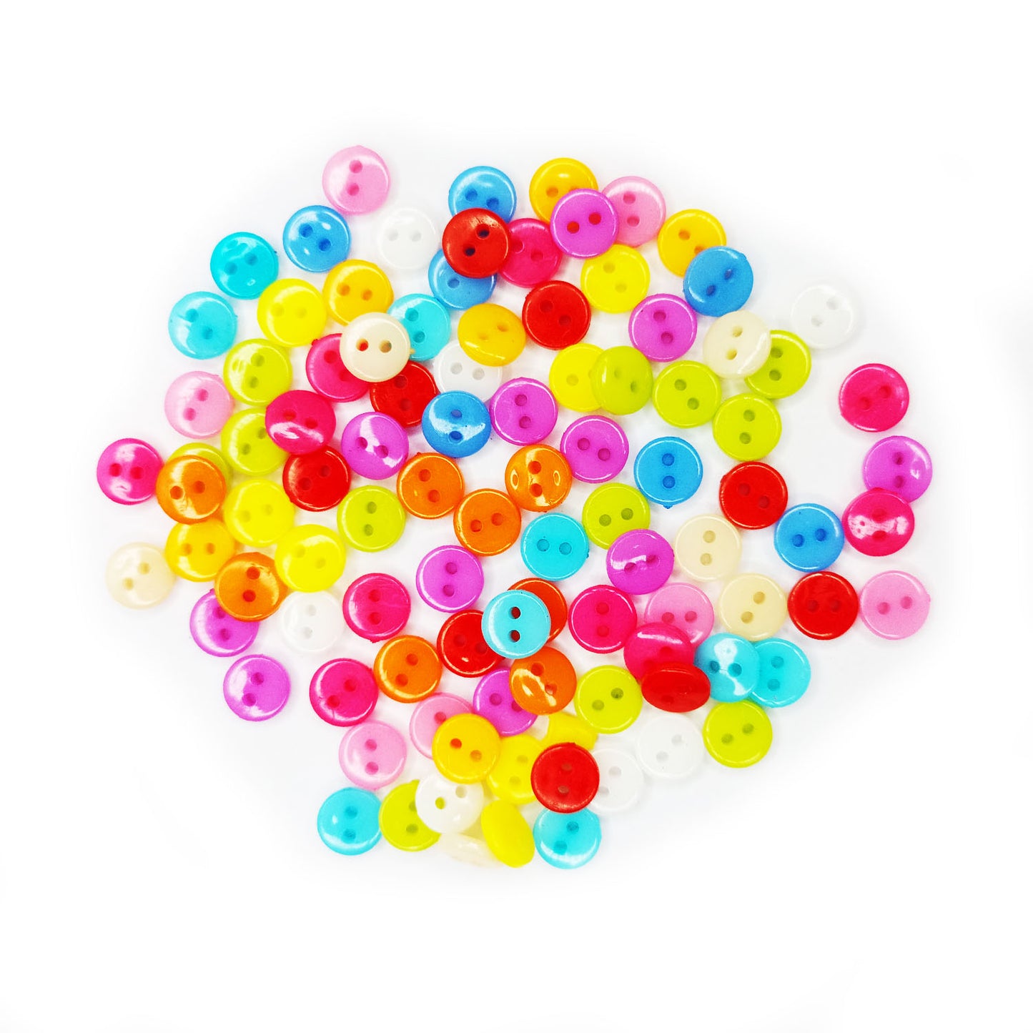100pcs 2 Hole Childrens Clothing Buttons 7.5mm Round Colourful - Top View | Asia Sell