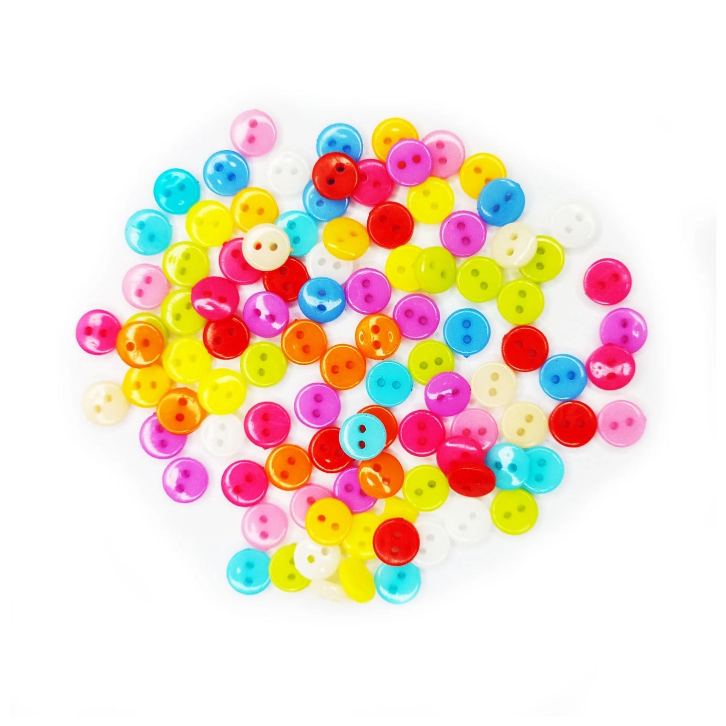 100pcs 2 Hole Childrens Clothing Buttons 7.5mm Round Colourful - Top View | Asia Sell