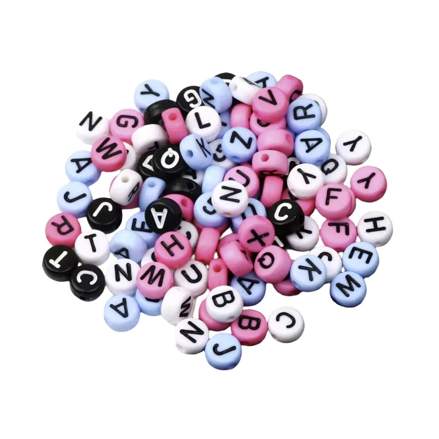 100pcs PINK WHITE BLACK Alphabet Letters Spacer Beads for Jewelry Making DIY Bracelet Accessories 7mmx4mm Charm | Asia Sell