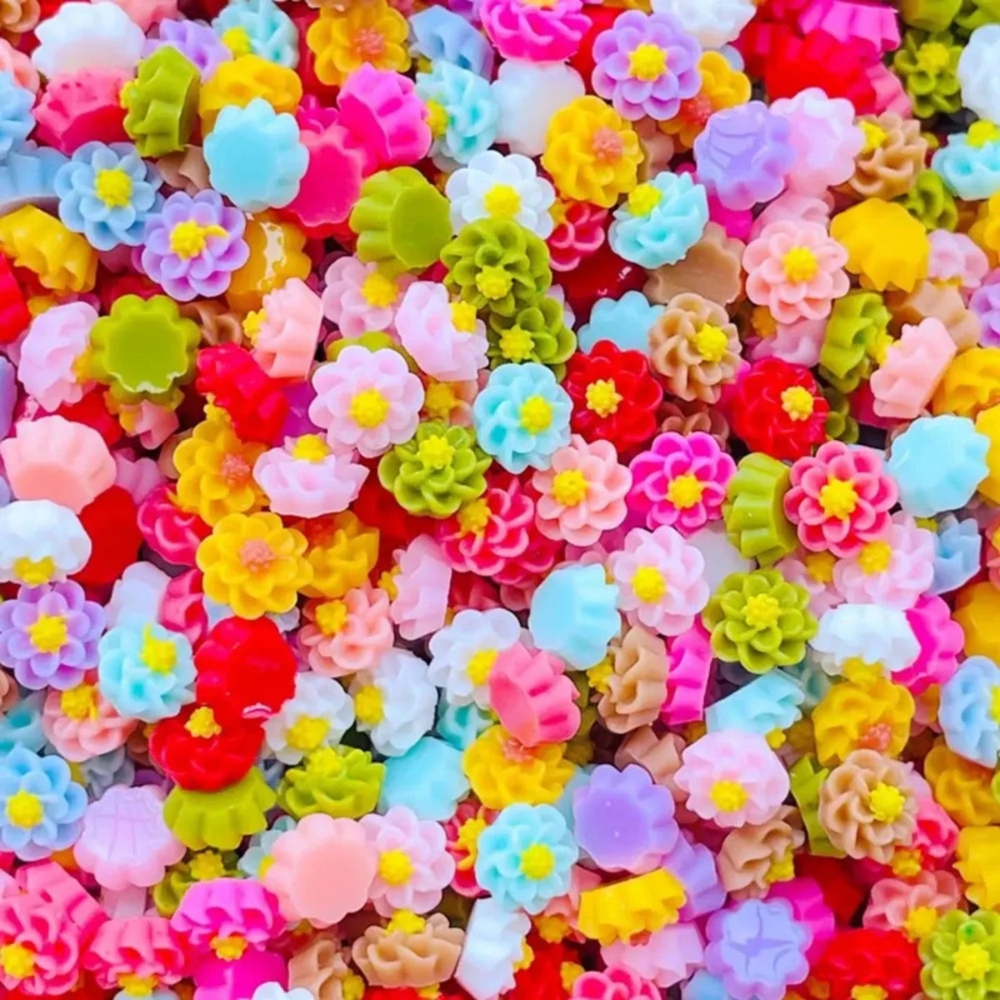 100pcs Mini Mixed Flowers Flat Back Resin Cabochons Scrapbooking DIY Jewelry Craft Rhinestone Decoration | Main Image | Asia Sell