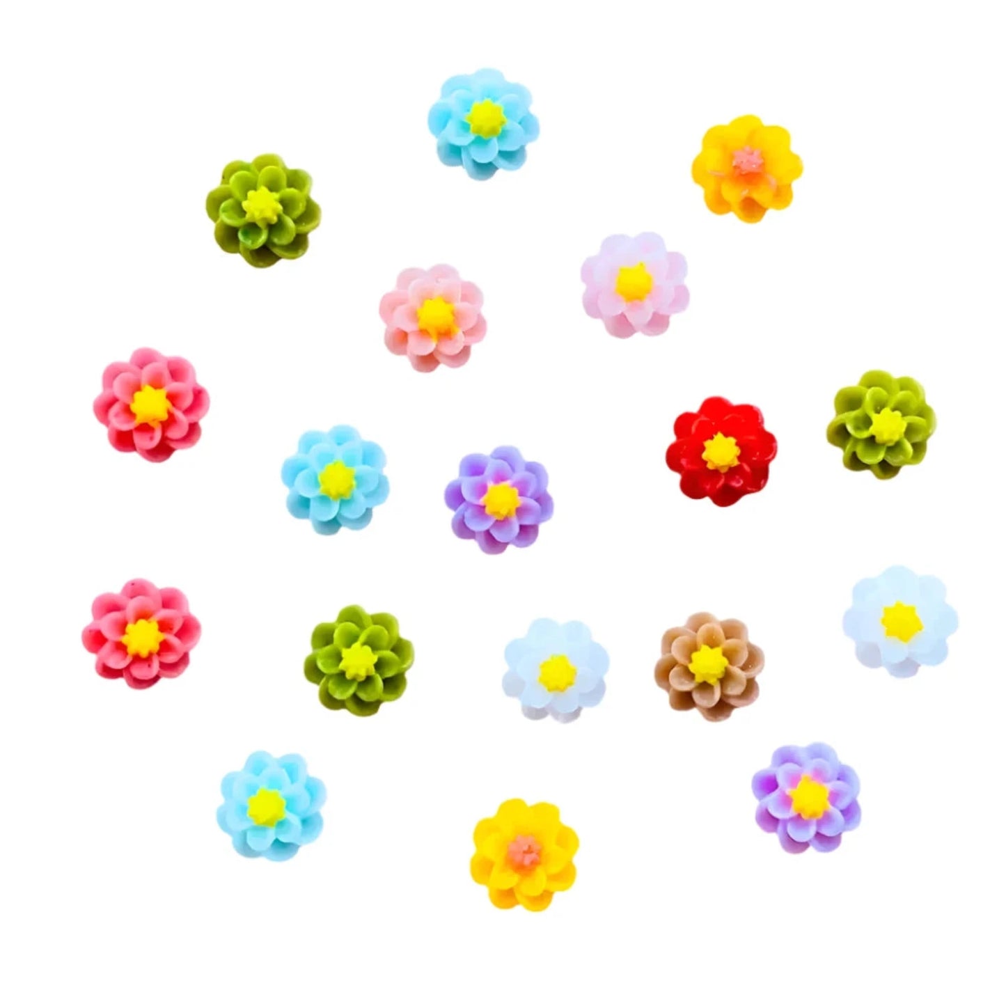 100pcs Mini Mixed Flowers Flat Back Resin Cabochons Scrapbooking DIY Jewelry Craft Rhinestone Decoration