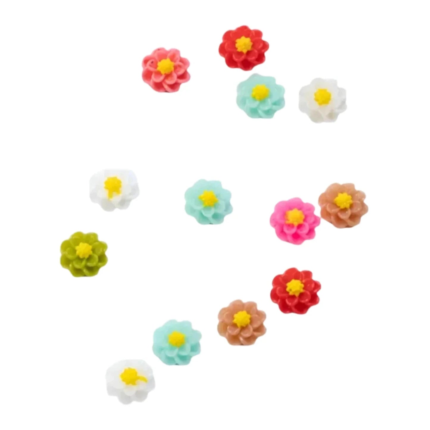 100pcs Mini Mixed Flowers Flat Back Resin Cabochons Scrapbooking DIY Jewelry Craft Rhinestone Decoration