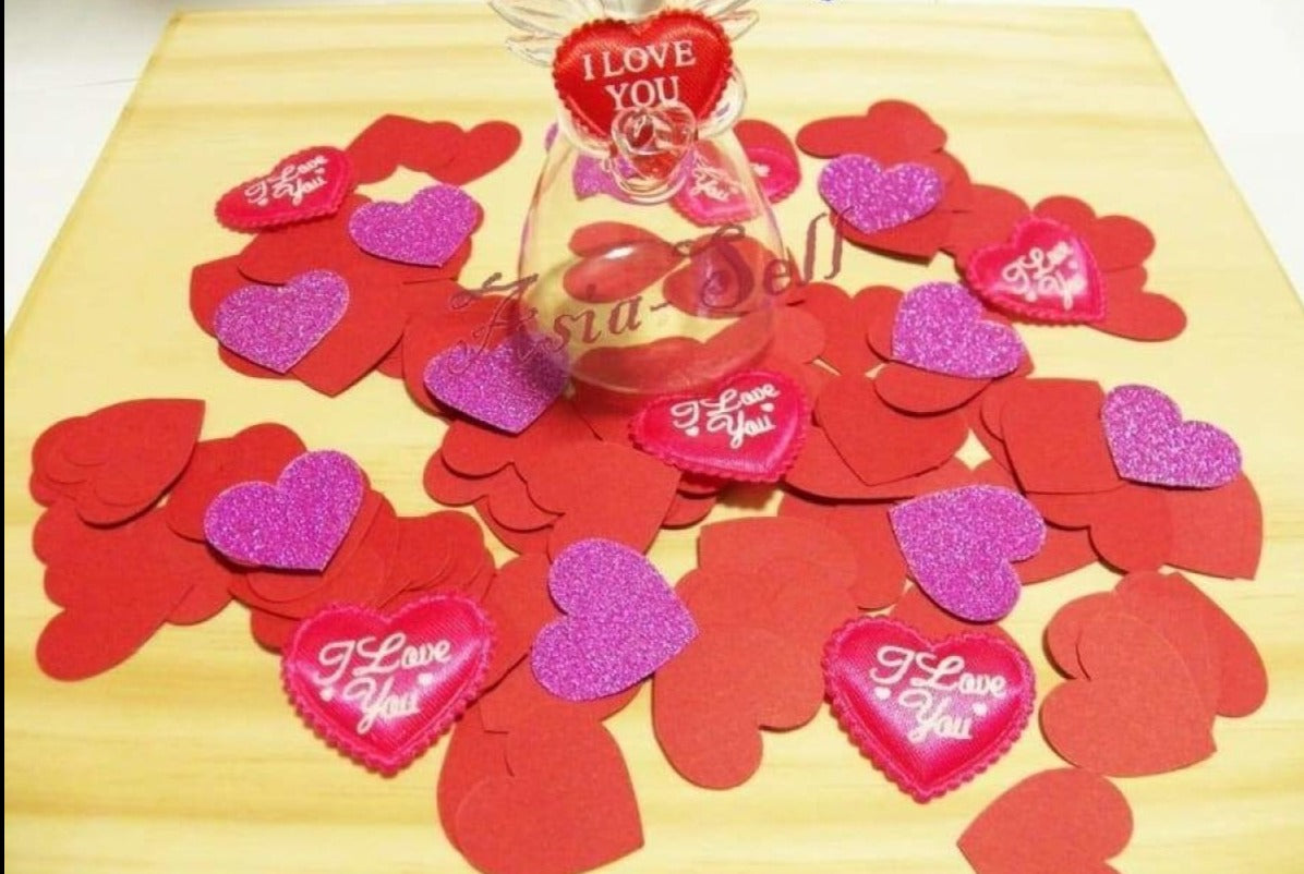 100x 3cm Hearts PURPLE GLITTER Valentines Birthday Wedding Party Decoration Pink Confetti - - Asia Sell