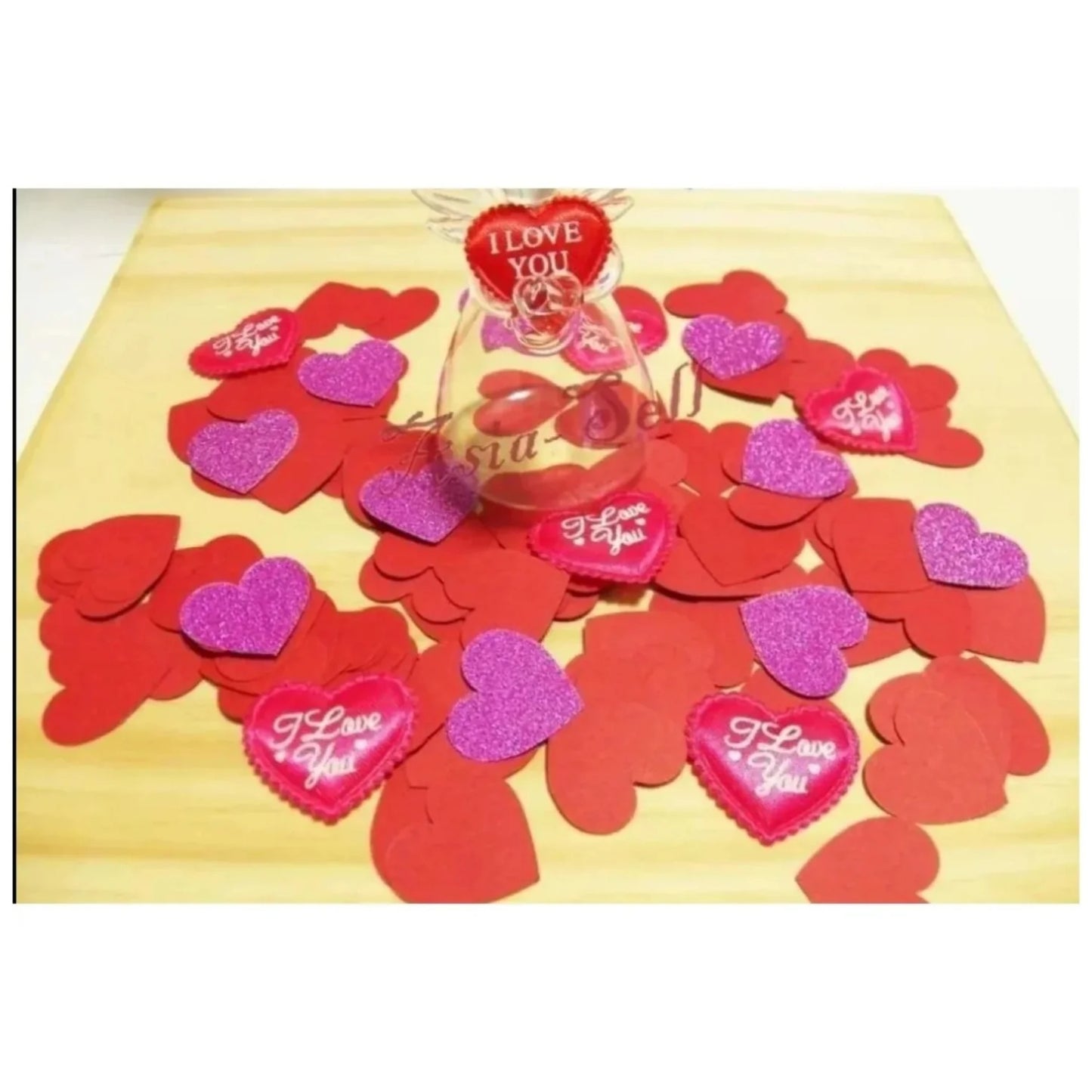 100x 3cm Hearts PURPLE GLITTER Valentines Birthday Wedding Party Decoration Pink Confetti - - Asia Sell