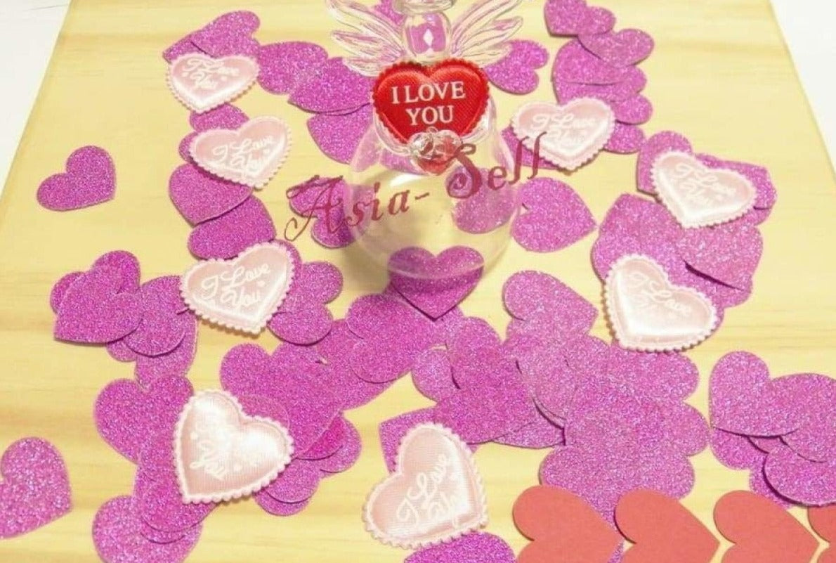 100x 3cm Hearts PURPLE GLITTER Valentines Birthday Wedding Party Decoration Pink Confetti - - Asia Sell