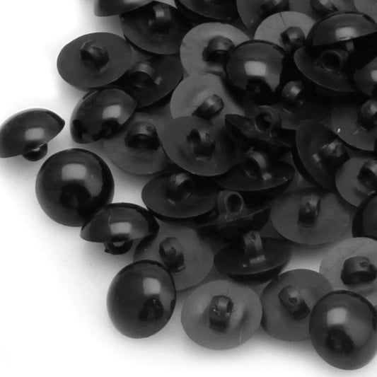 100x 9mm-25mm Buttons Round Mushroom Domed Sewing Loop Shank Black DIY Animal Eyes Toy Teddy - 9mm - - Asia Sell