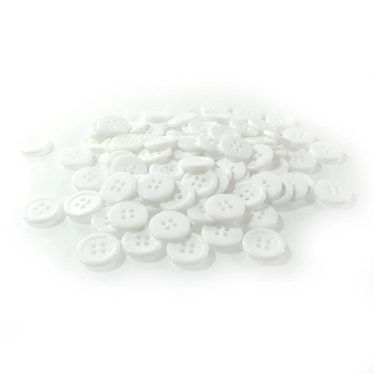 100x Plain White Ridged 15mm 4-Hole Buttons Sewing For Apparel Kids Clothes Plastic - - Asia Sell