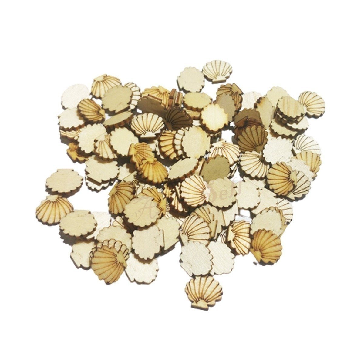 100x Sea Shells Wooden DIY Craft Wood Scrapbooking 12mm - - Asia Sell