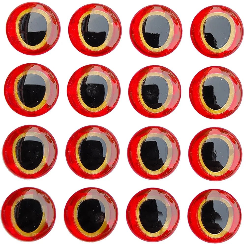 100x Stick On Fish Eyes Holographic Flexible Plastic Oval Shaped Pupil 6mm 12mm Silver Yellow Red Strong Craft - Red - 12mm - Asia Sell