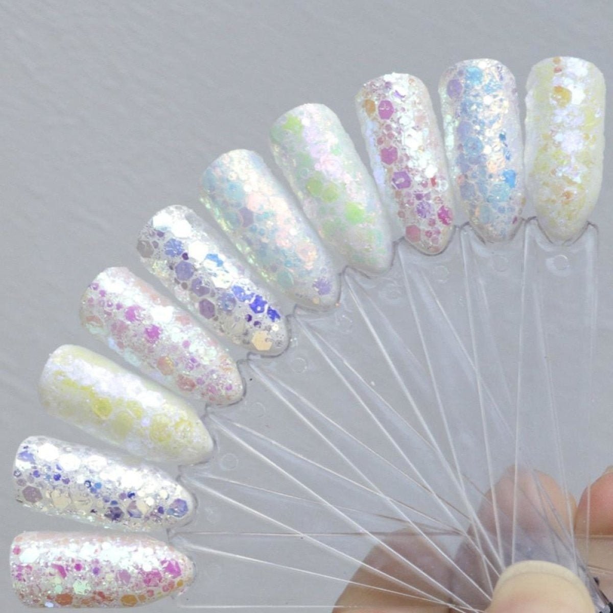 10g Holographic Iridescent Glitter Mix 0.3-3mm Rainbow Nail Art Decorations - Purple&G (changes to G&R) - Asia Sell