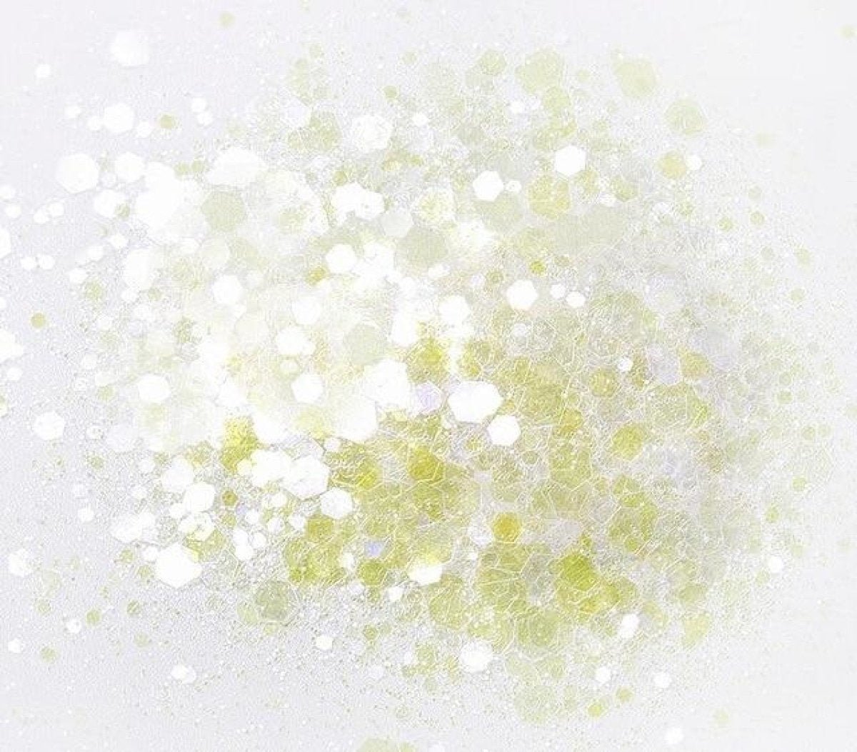 10g Holographic Iridescent Glitter Mix 0.3-3mm Rainbow Nail Art Decorations - Yellow (changes to G&P) - Asia Sell