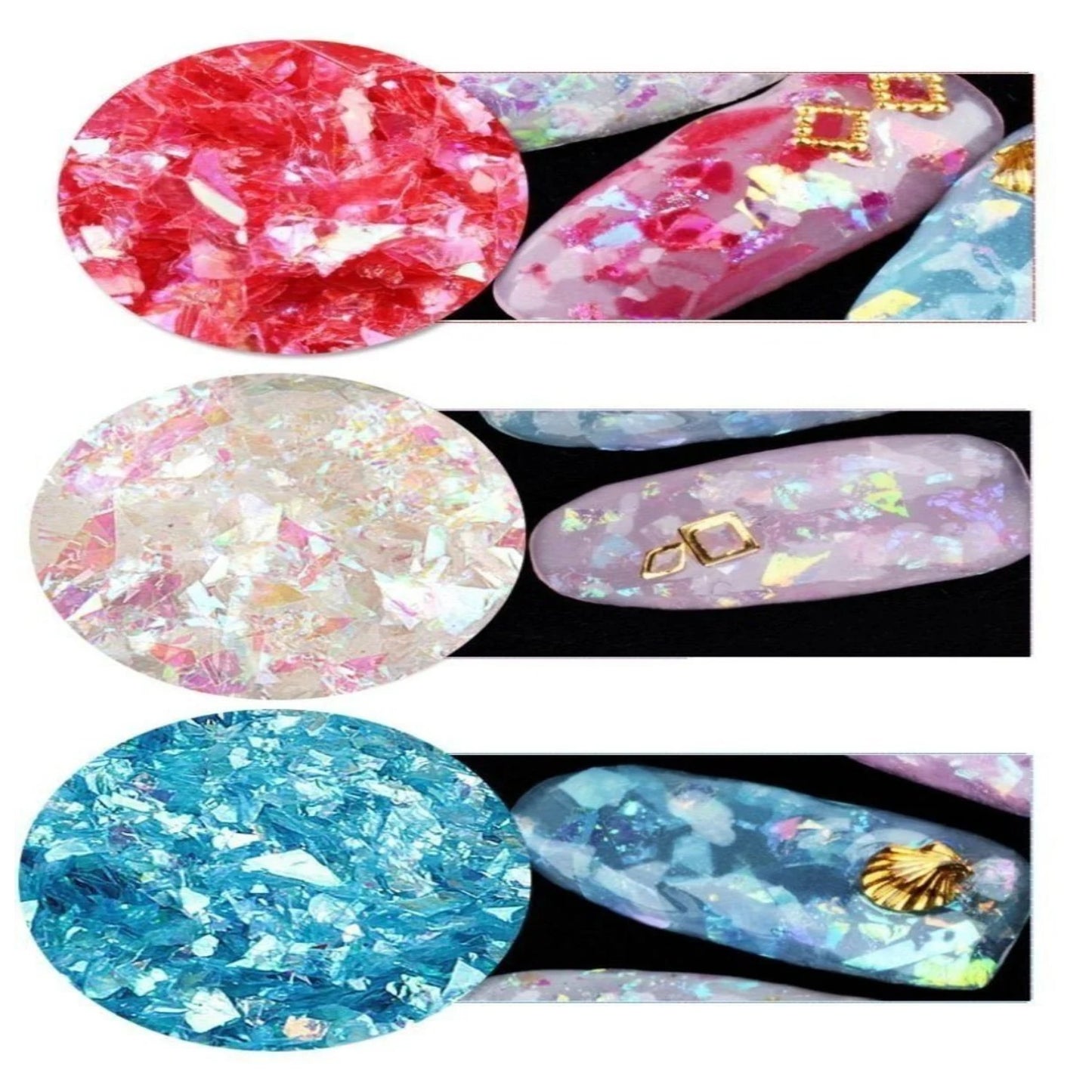 10g Holographic Nail Decoration Flakes Glitter DIY Nail Art 3D - Set A - Purple - Asia Sell