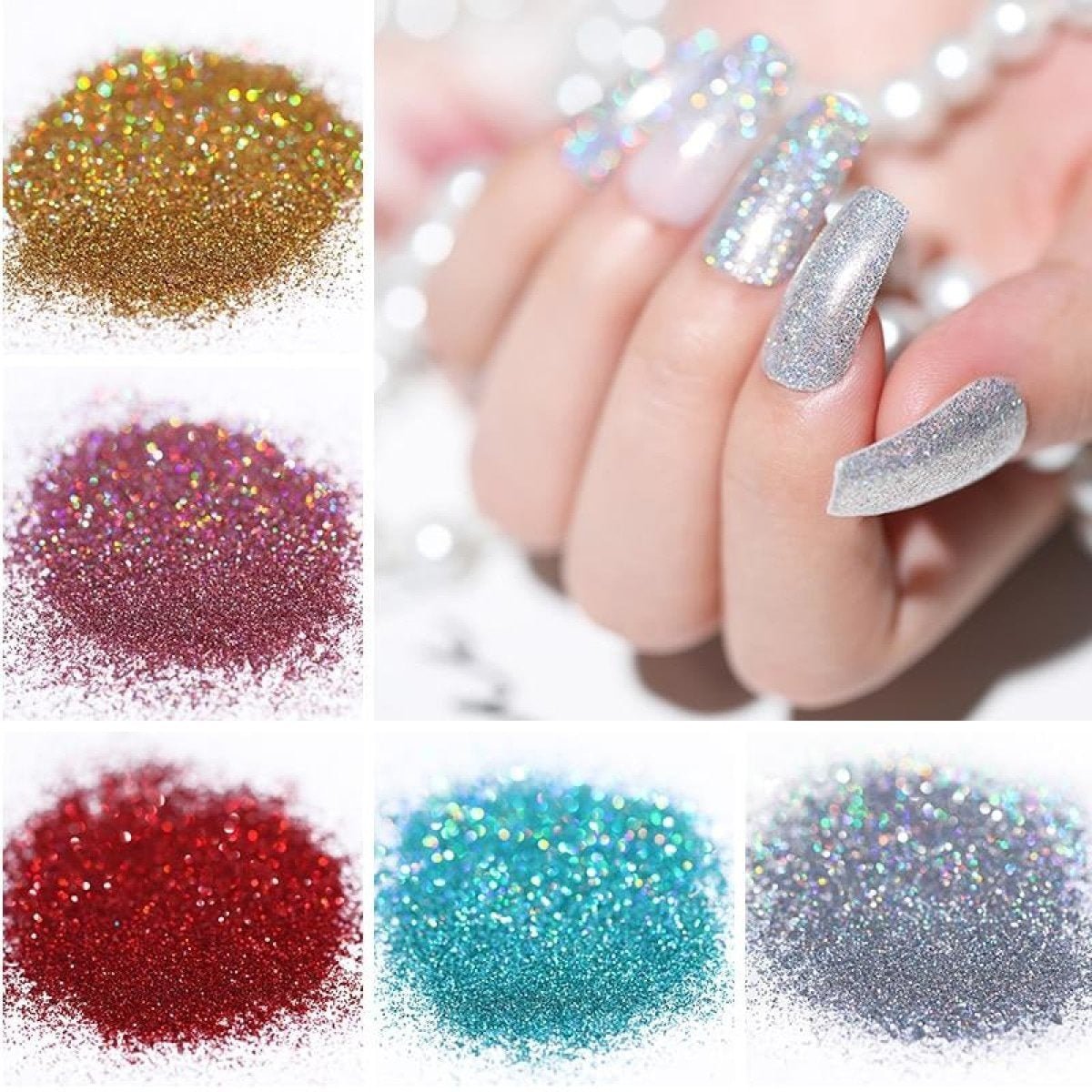 10g Holographic Nail Glitter Powder Nail Art Glitter Dust Nail Decorations - 1 - Asia Sell