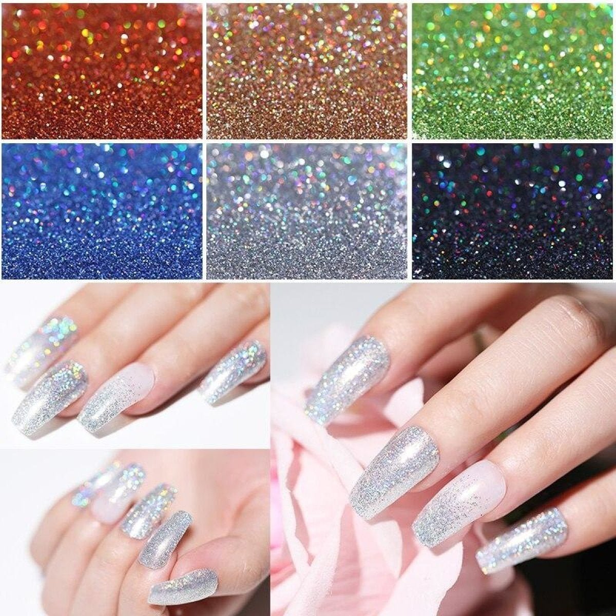 10g Holographic Nail Glitter Powder Nail Art Glitter Dust Nail Decorations - 10 - Asia Sell