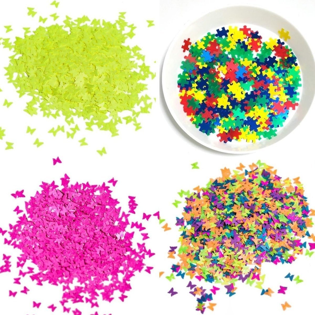 10g Neon Butterfly Glitter for Face Body Nail Art Neon Bright - Puzzle Pieces - Asia Sell