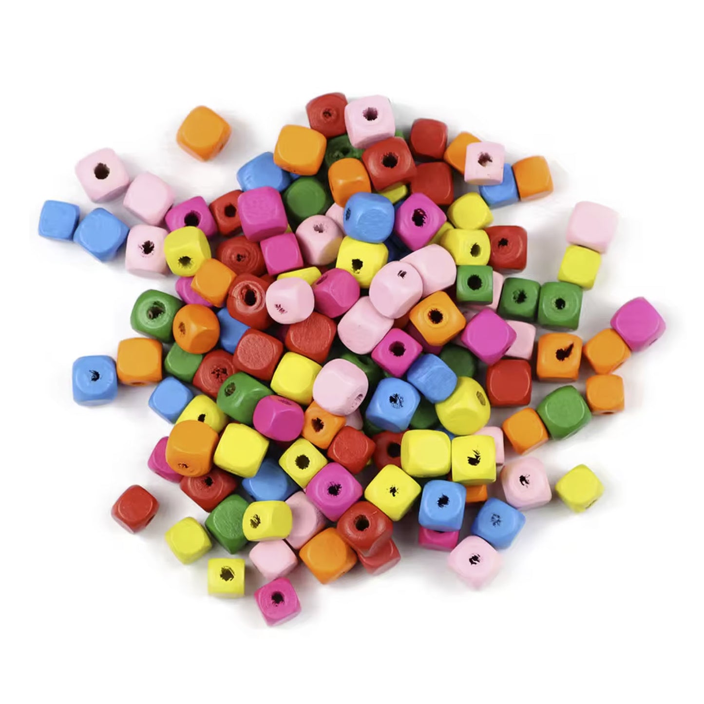 50/100pcs 10mm Natural Wooden Beads Round Square Balls Cubes Wood Spacer Beads for Jewellery Making Diy Bracelet Necklace Findings