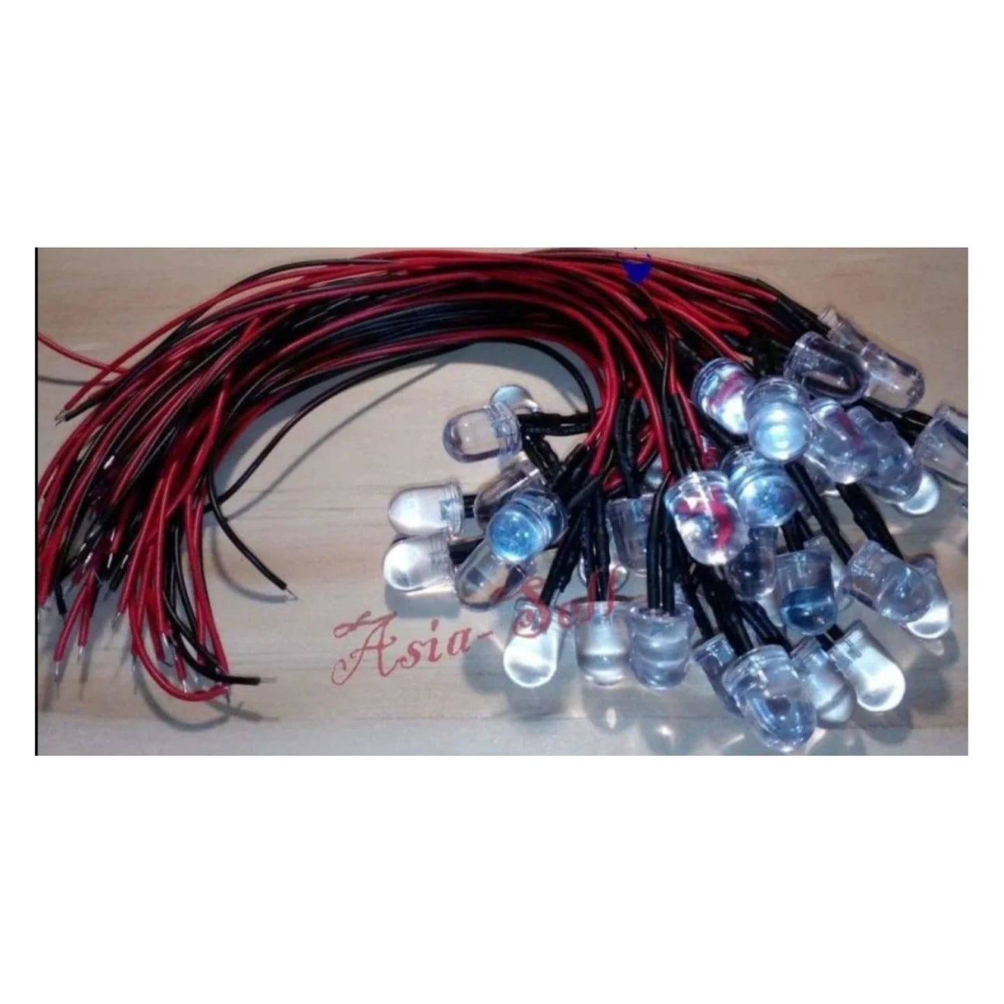 10pcs 10mm 12V Wired LEDs White Blue Green Red Yellow Pink Cables 8000MCD LED - Red - Asia Sell
