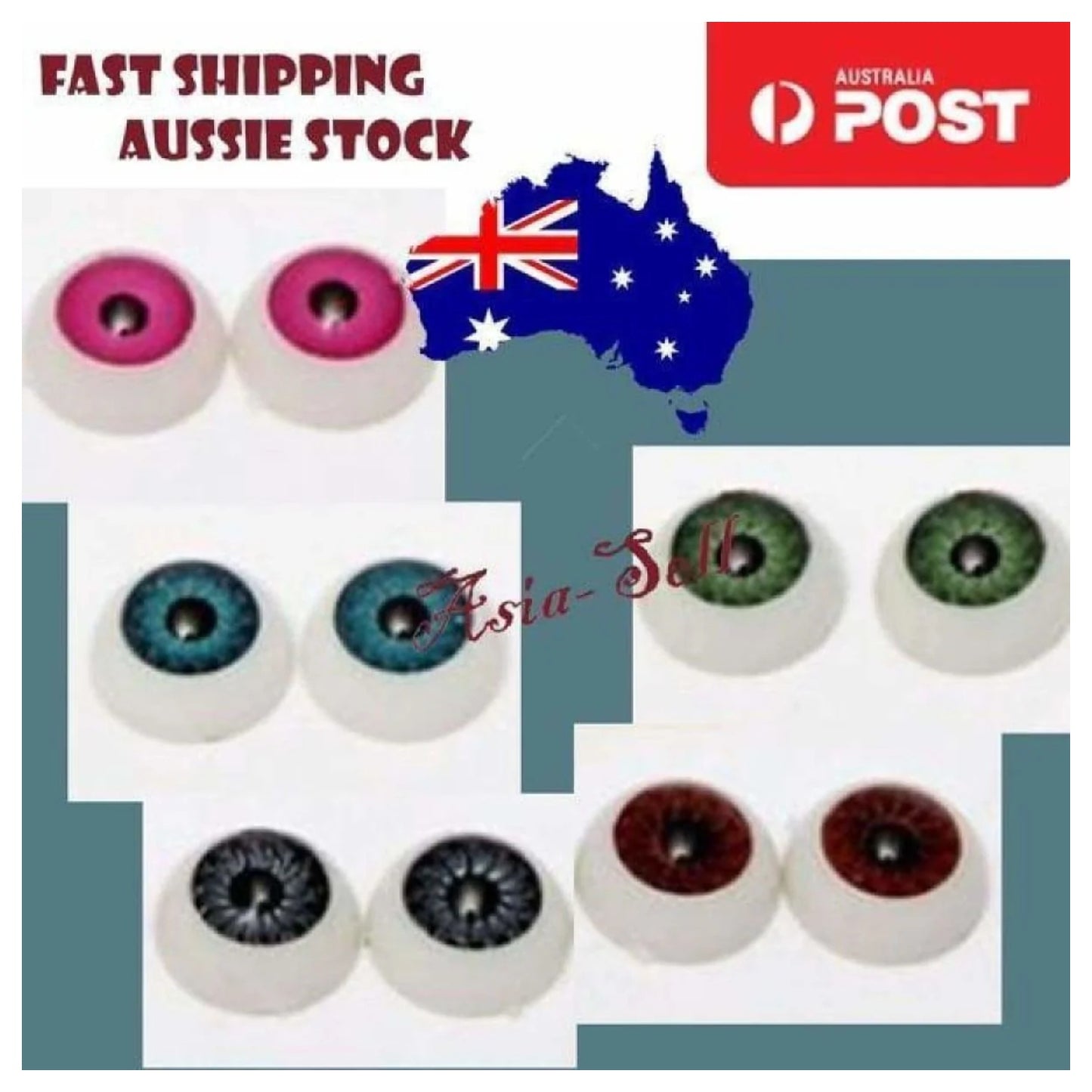 10pcs 12mm Plastic Dolls Eyeballs Half Round 8mm Iris Acrylic Eyes DIY Doll Bear Eye - Pink - Asia Sell