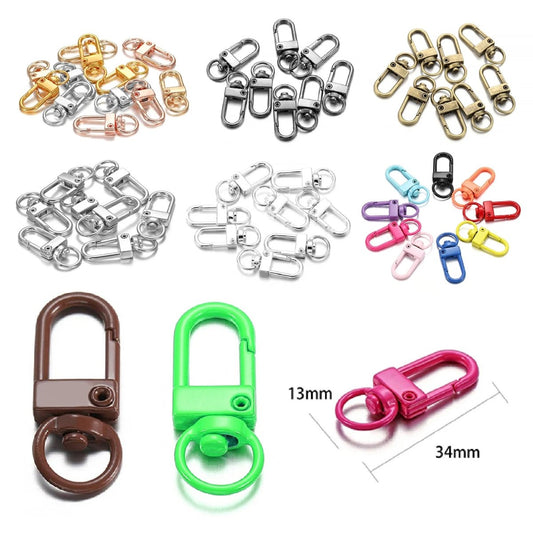 10pcs 12x33mm Keyring Clasp Gold Rhodium Metal Lobster Clasps Keyring Hooks For DIY Key Ring Chain Accessories Split - Rhodium - - Asia Sell