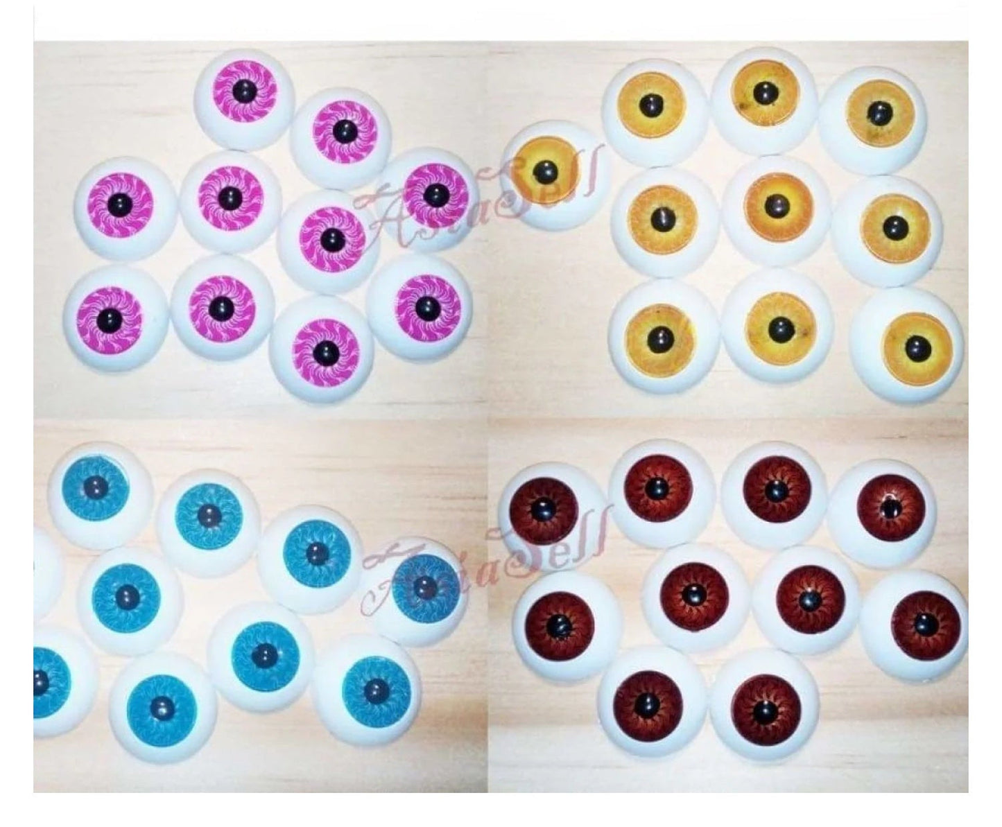 10pcs 20mm Half Round Doll Eyes BLUE YELLOW PINK BROWN Plastic Eyeballs Reborn - Pink - Asia Sell