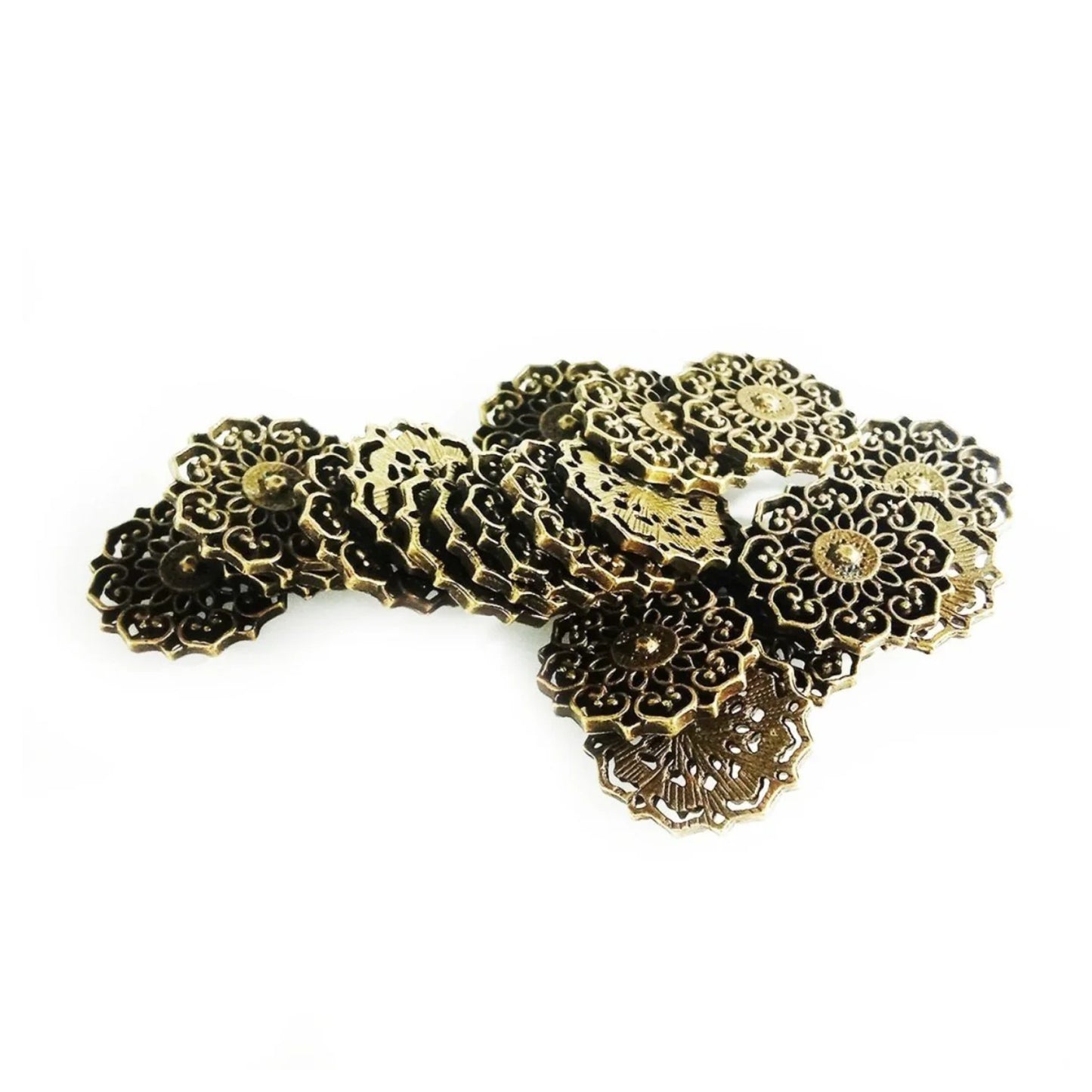 10pcs 20mm/31.5mm Antique Zinc Alloy Large Decorative Flower Pendant Charm for Necklace Bracelet DIY Jewellery - Bronze 20mm - Asia Sell