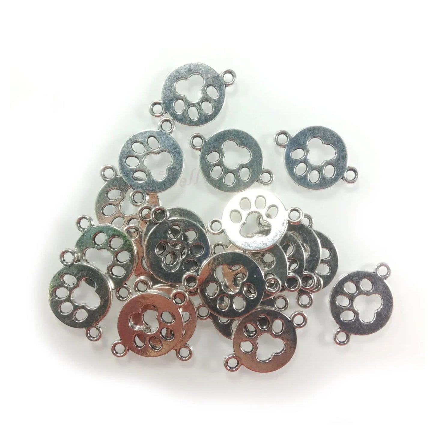 10pcs 24x16mm Silver Colour Dog Paw Charm Connector Pendants Jewellery Making with Holes for Necklace Bracelet - - Asia Sell